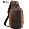 Bolsa de Pecho para Hombre de Cuero Retro Personalizada por el Fabricante, Bolsa de Mensajero Multifuncional, Carga USB, Bolsa de Hombro, Aislamiento Seco y Húmedo