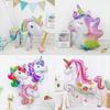Globo de Animal de Dibujos Animados de Pie 3D Ensamblado Decoración de Fiesta de Cumpleaños Globo de Papel de Aluminio con Forma de Cabeza de Unicornio