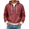 Nova Blusa de Moletom com Capuz Waffle Pesado Tendência Estilo Europeu Cor Blocada Solta Esportiva Casual Roupas Masculinas