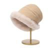 Outono e Inverno chapéu de pescador de pelúcia feminino japonês ins chapéu bucket protetor de orelhas combina com tudo forrado com lã de cordeiro encaracolada chapéu mongol