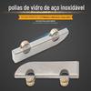 Fábrica direta de aço inoxidável duplo rolo voador rolo montanha groove porta deslizante trilha vidro polia de vidro polia de porta deslizante