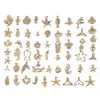 Colgantes de aleación de zinc con forma de concha de oro KC mezclado, estrella de mar, caracola, accesorios para pulsera de colgantes hechos a mano para DIY