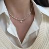 Caperucita Roja Mismo Estilo Plata Quebrada Cara Sonriente Collar Moda Femenina Diseño de Nicho Perla Amor Cadena para la Clavícula Lujo Ligero Elegante