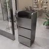 Mostrador de Herramientas para Barbería, Gabinete de Acero Inoxidable de Doble Cara para Salón de Peluquería, Almacenamiento con Cajones y Estante para Secadoras