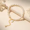 Pulseira de Pérolas de Água Doce Naturais, Joia de Nicho de Luxo Leve, Sensação de Alto Padrão para Mulheres, Joia de Mão com Contas de Madrepérola que Não Desbota Atacado