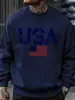 Tamanho Europeu Transfronteiriço Estampa Retrô Americana Pulôver Masculino High Street Moda Moletom de Lã para Outono