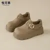 Sandálias Birkenstock genuínas de couro com sola grossa para aumentar a altura para mulheres, novos mocassins casuais populares para o outono de 2026, mocassins de calçar