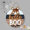 Decorações Populares para Casa Transfronteiriças Artesanato de Madeira de Halloween Disco Fantasma Luminoso Decorativo Pingente de Placa de Porta