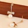 Pendientes Elegantes de Alto Nivel Estilo Corte Francés con Incrustaciones de Cobre y Circonita Perla, Pendientes Vintage Nobles y Elegantes Estilo Hepburn