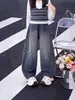 Calça Jeans Reta Feminina Outono 2026 Novo Estilo Calça Cimitarra Infantil Calça Super Bonita Calça Wide Leg para Meninas Crianças Mais Velhas
