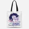 Bolsa de Lienzo con Estampado de Unicornio en Acuarela Transfronteriza Bolsa Tote Amazon Bolsa para el Trabajo Venta Directa de Fábrica
