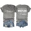 Camiseta Base de Manga Corta con Cuello Redondo para Mujer, Estilo Casual Europeo y Americano, Versátil, para Lucha Libre, Mamá, Amazon Transfronterizo