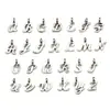Atacado do Fabricante 26 Letras do Alfabeto Inglês Acessórios Pingentes Pequenos de Liga 26 Combinando Charms de Pulseira de Prata Tibetana Joias com Letras