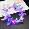 Nuevo tocado de guirnalda de hadas de moda roja orejas de conejo de plumas luminosas asta diadema para el pelo puesto puesto de mercado nocturno juguetes al por mayor