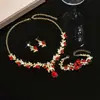 Joyería Amigable con el Medio Ambiente de la UE Venta Caliente Transfronteriza Juego de Joyería Nupcial de Cristal Collar Pendientes Pulsera de Gota de Agua de Gama Alta