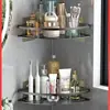 Estante de Almacenamiento para Baño Espacio de Baño Aluminio Sin Taladro Trípode Montado en Pared Esquina Escurridor Estante Artefacto de Almacenamiento