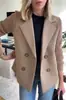 Amazon 2025 Primavera Nuevo Exportación Transfronteriza Europea y Americana Moda para Mujer Elegante Chaqueta de Lana con Empalmes