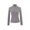 Outono e inverno nova lixamento ampulheta cintura fina base camisa feminina design senso cor combinando cintura alta manga longa camiseta top cor sólida