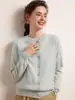 Cardigan de Cashmere Feminino Gola Redonda Manga Longa 2024 Outono Inverno Novo Peça Versátil Macia Amiga da Pele Jaqueta Solta