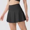 Saia-Shorts de Tênis Cintura Alta Feminina com Forro Anti-exposição Saia de Yoga Shorts Cruzada Justa ao Corpo Secagem Rápida Saia Esportiva Peça Falsa Integrada de Duas Peças