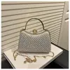 Bolso de cadena de perlas, nueva colección 2025, adornado con pedrería brillante, bolso de noche elegante, versátil y moderno, bolso de hombro para mujer