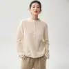 Suéter de cachemira para mujer con cuello alto enrollado, tejido, color liso, capa base, nuevo otoño/invierno, amigable con la piel, suave y liso, suéter de manga larga
