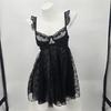 Camisola de Malha com Flocagem de Verão Lingerie Transparente Roupa de Casa Sutiã com Aro Camisola Franzida Sexy Tamanho Plus para Mulheres Curvilíneas