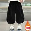 Calças de Lã Forradas para Crianças Calças Lanternas para Meninos Outono Inverno 2026 Novo Estilo Coreano Incrível Bonito Roupas de Inverno para Crianças Pequenas Calças de Moletom Espessadas