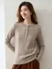 Versátil Estilo Simples Outono Novo Gola Redonda Feminino Suéter Trançado Quente Camada Base Suéter de Cashmere