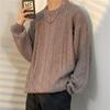 Suéter Masculino Gola Redonda com Trança Estilo Japonês, Nova Tendência Outono Marca Bordada Tricô 2026 Tendência Suéter Masculino Outono e Inverno