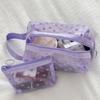 Bolsa de cosméticos de malha de nylon com flocagem transfronteiriça Bolsa de lavagem transparente portátil Bolsa de armazenamento multifuncional visual Bolsa de moedas