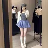 Falda corta de cuadros estilo coreano, línea A, estampado floral, de cintura alta, con shorts incorporados para evitar la exposición, dulce y femenina, adecuada para el verano, falda acampanada