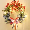 Guirlanda do Dia da Independência Americana Flor Vermelha Branca Azul Violeta Laço Guirlanda Guirlanda de Casa Decoração Pendurada Enfeites