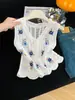 Camisola Bordada Vintage com Recortes para Mulheres, Cardigan de Tricô para Verão, Top sem Mangas para Camadas, Novo Estilo