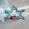 Lujo Ligero y Gama Alta Cuadros Azul Oscuro Estrella de Mar Cortada Pin Pin de Tiburón Diseño Retro de Nicho Parte Trasera de la Cabeza Linda