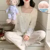 Pijama Derong para Mujer con Almohadillas para el Pecho Otoño e Invierno Nuevo Estilo Coreano Dulce Sencillo de Manga Larga Engrosado Cálido Conjunto de Ropa para el Hogar