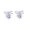 Elle Mosha Fashion - Nuevos pendientes de plata de ley 925 de estilo coreano con lazo distintivo, pendientes de circonitas brillantes para mujer