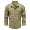 Camisa de Manga Larga para Hombre para Trabajo al Aire Libre Estilo Nuevo Primavera y Otoño Secado Rápido Transpirable Cuello de Solapa Color Sólido Camisa Casual Talla Grande