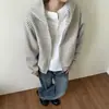 Moletom com capuz e forro de fleece listrado, unissex, jaqueta nova estilo americano, corte reto e largo, com zíper, para primavera, outono e inverno