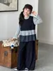 Conjunto de moda para niñas, nuevo estilo otoño 2026, conjunto de tres piezas para niños mayores estilo coreano: camiseta básica, chaleco, pantalones de pierna ancha para primavera y otoño