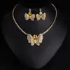 Set de Joyería de Mariposa de Zirconio Transfronterizo Incrustado con Diamante Amarillo Collar Joyería Accesorios para Vestido de Banquete Joyería al Por Mayor