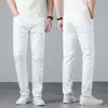 Pantalones Casuales de Pierna Recta Ajustados Ligeros Azules de Seda Hielo de Verano para Hombre, Pantalones Suaves de Tencel de Otoño