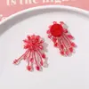Livro vermelho pequeno cor transparente quadrado pequeno franja flor diy grampo de cabelo tecido à mão acessórios de cabelo brincos material atacado