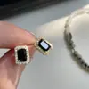 Aretes Cuadrados de Circonita Negra para Mujer, Lujo Accesible de Moda Diseño de Nicho Estilo Ins Exquisitos Pendientes