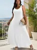 Comercio Exterior Transfronterizo Nuevo Estilo Africano Tallas Grandes Ropa para Mujer, Vestido de Tirantes Color Sólido Elegante y con Estilo, Vestido sin Mangas para Mujer