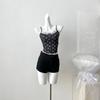 Camisola de Encaje con Estampado de Cangrejo de Cinco Paneles, Pura Deseo, con Copas en el Pecho, Nuevo Top Corto de Verano Ajustado para Mujer