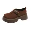 Zapatos de plataforma versátiles estilo bosque de gamuza para mujer, nuevo estilo otoño 2026, con suelas gruesas y hebilla de cinturón, para mujeres petite