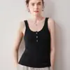 Nova coleção outono e inverno: suéter feminino 100% cashmere puro, camisola de gola U meio abotoada, camada interna de tricô versátil e casual