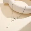 Collar Chuanze de doble capa, moderno, nuevo, simple, versátil, de trébol de cuatro hojas, estilo minimalista, bañado en oro de 18 quilates con acabado galvanizado