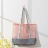 2025 Primavera y Verano Nuevo Bolso Satchel de Malla de Gran Capacidad Calado Malla Lona Empalmada Bolso de Hombro Satchel Bolsa de Compras